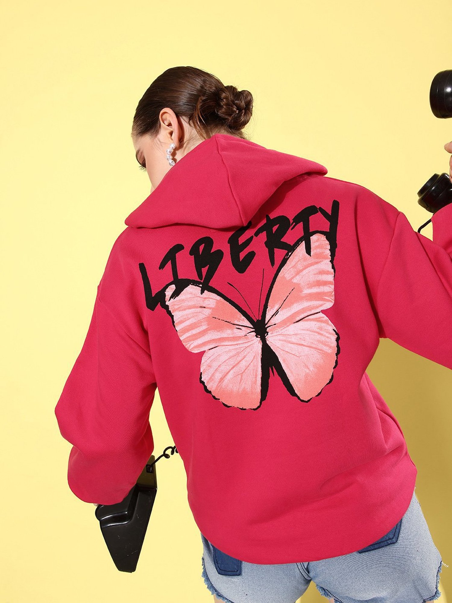 Difference of Opinion Pink Fleece Graphic Print Oversized Sweatshirt