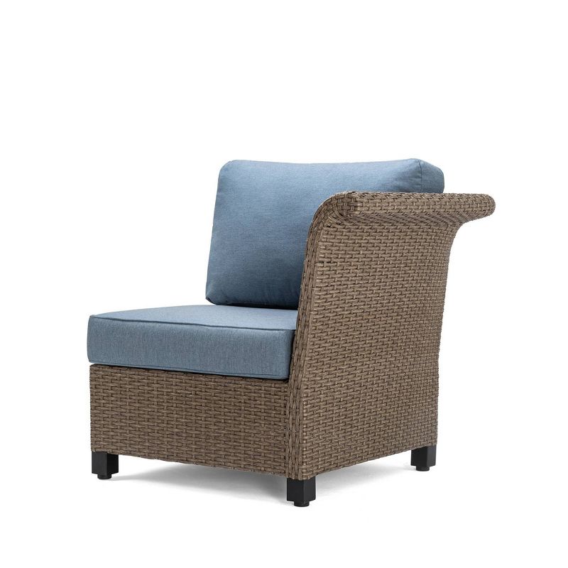 Nolin Armed Corner Weathered Brown Fame  Sunbrella Spectrum Denim Fabric - La-Z-Boy