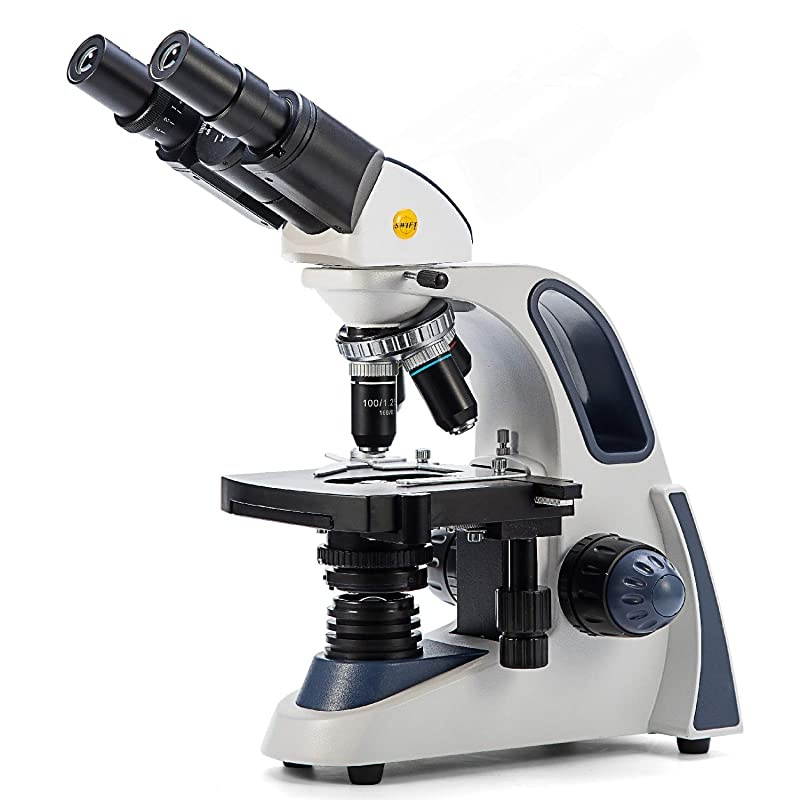 SW380B 40X2500X Magnification Siedentopf Head ResearchGrade Binocular Compound Lab Microscope with WideField 10X and 25X Eyepieces Mechanical Stage Abbe Condenser UltraPrecise Focusing