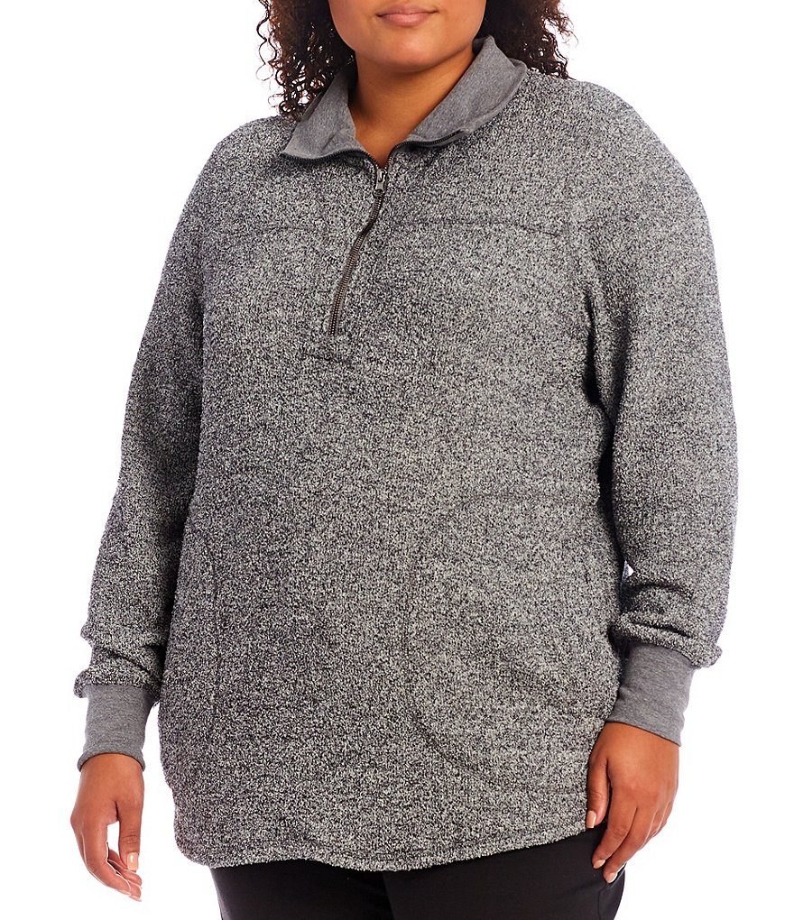 Ruby Rd. Plus Size Ombre Striped 3/4 Sleeve Button Front Long Cardigan