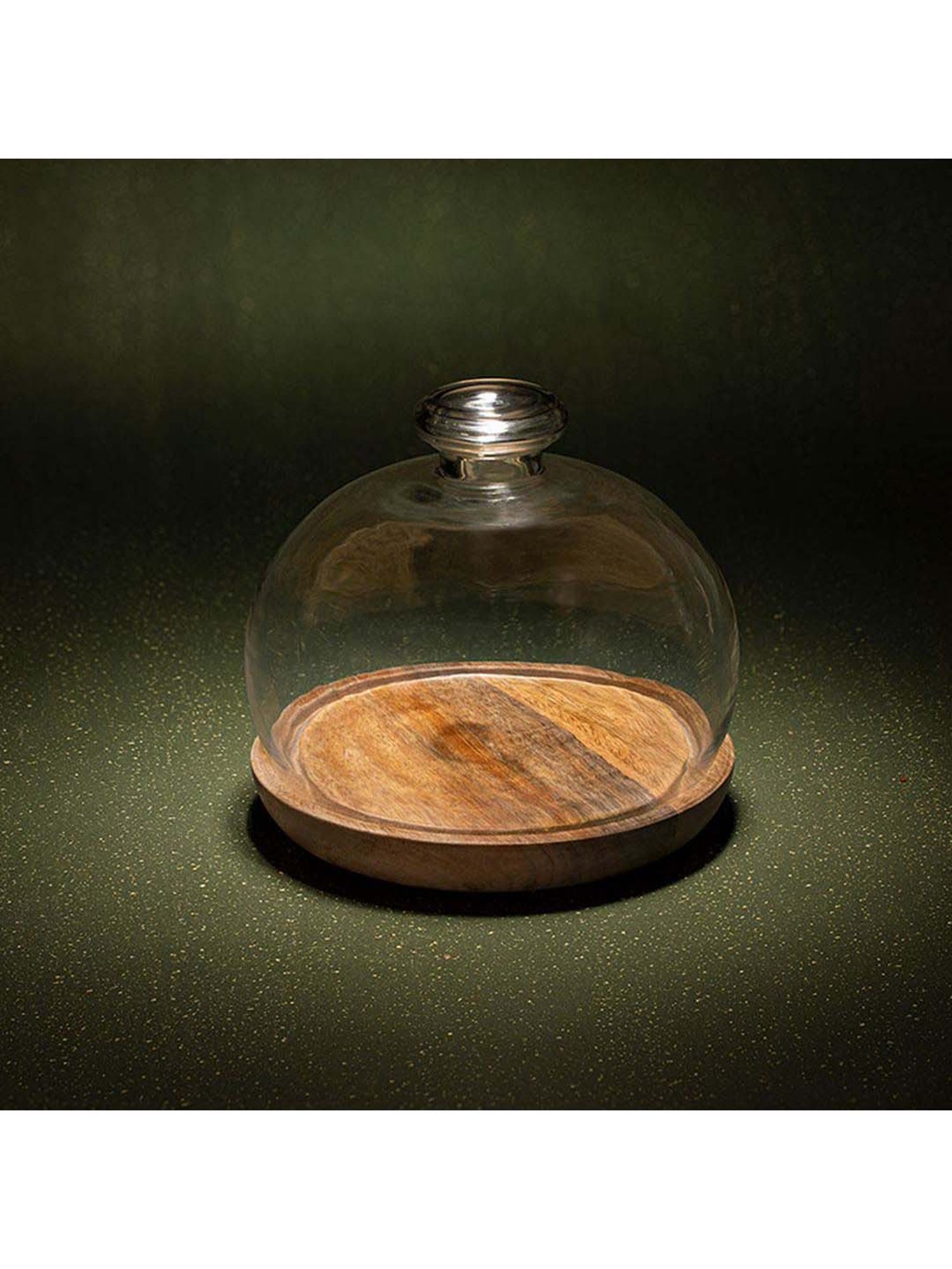 ellementry Goblet Transparent Glass Cloche with Base - Set of 1