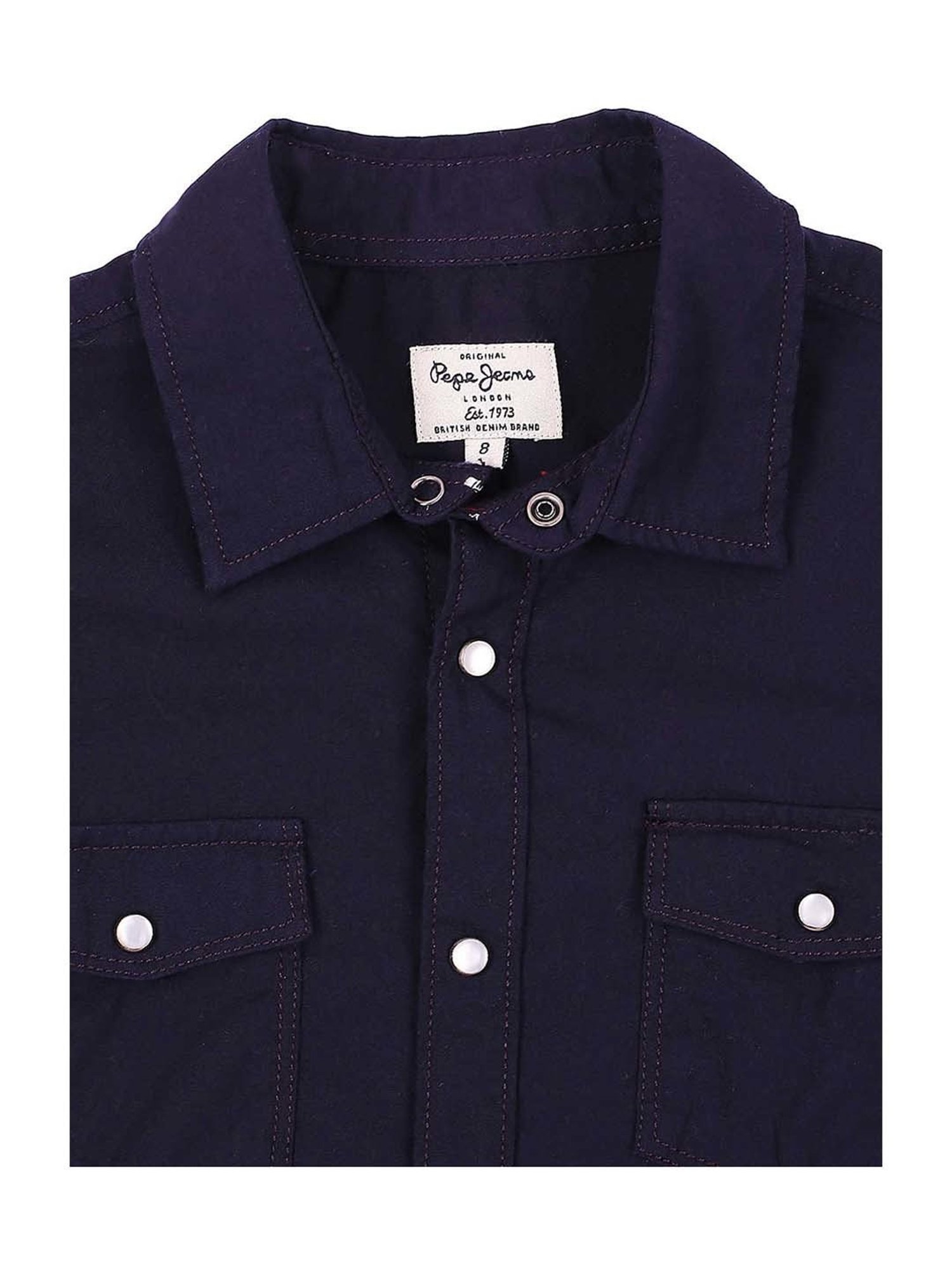 Pepe Jeans Boys Blue Cotton Regular Fit Full Sleeves Shirt