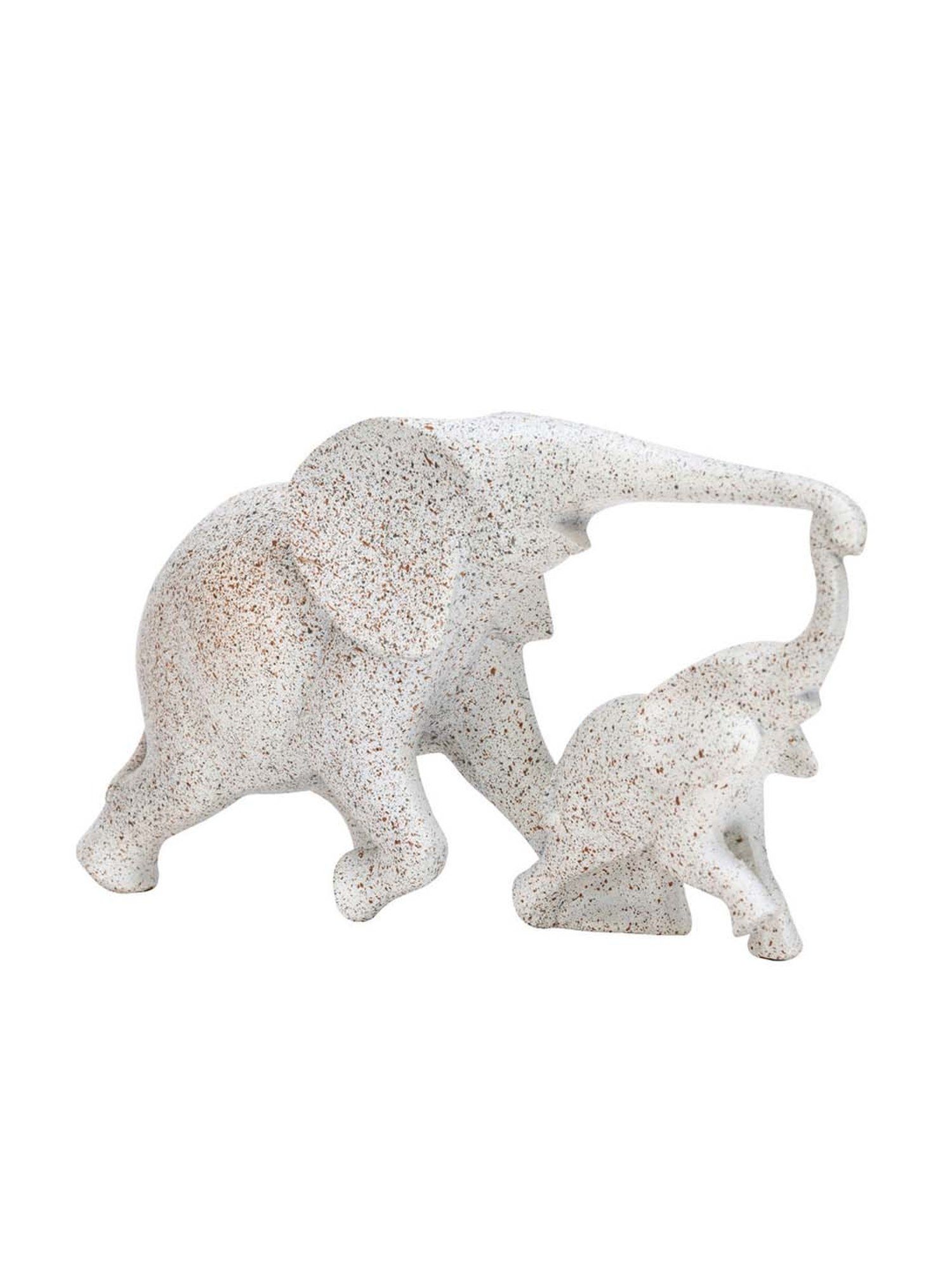 @home White Resin Mom And Baby Elephant Showpiece