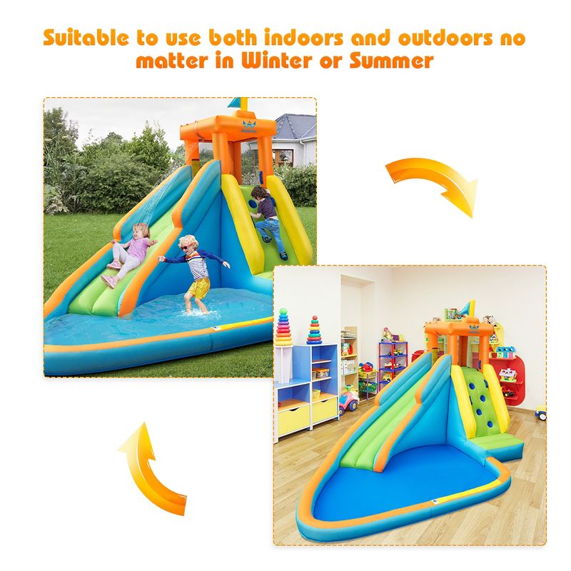Costway  Kids Bounce House Castle Splash Water Pool W/ 740W Blower