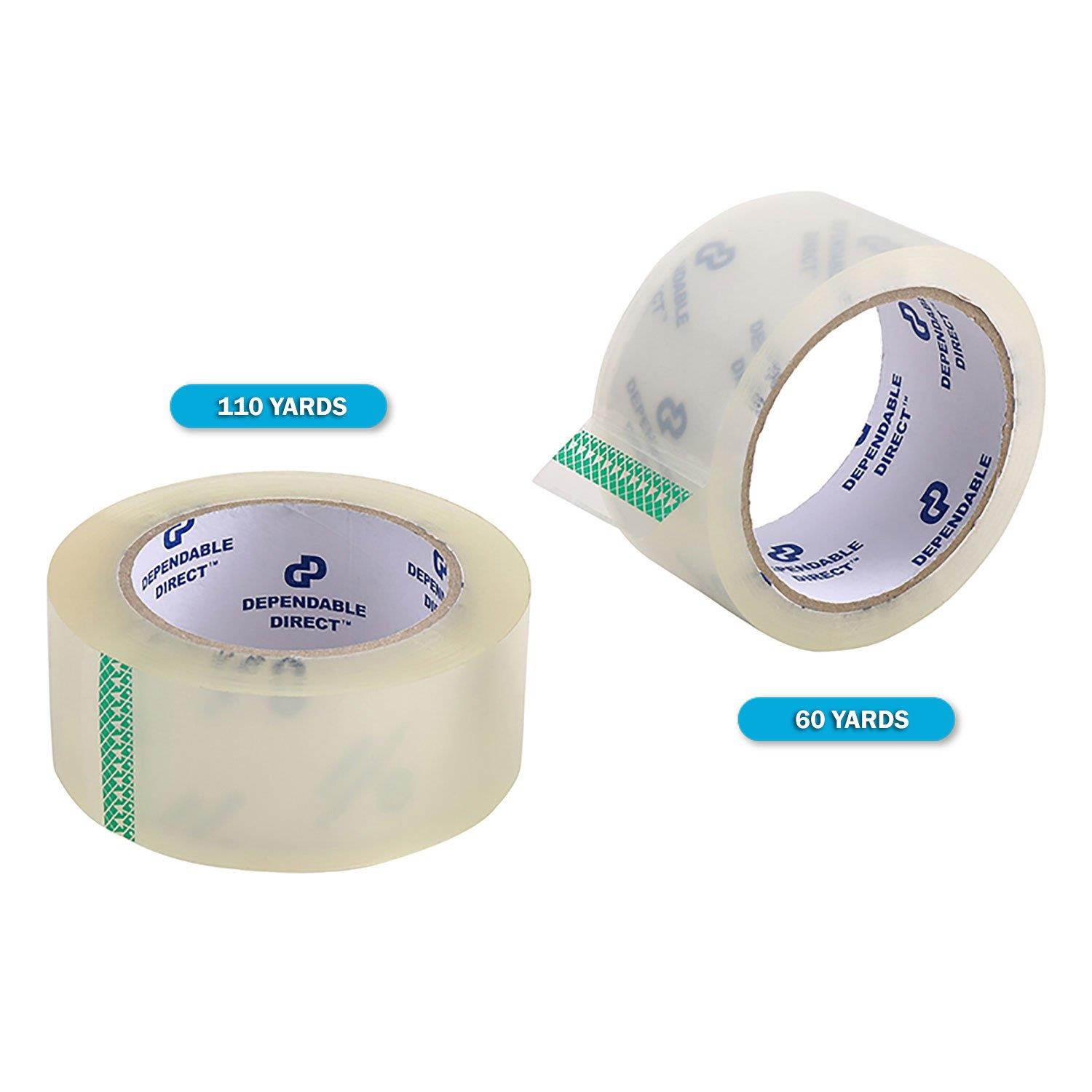 Industrial Grade Clear Packing Tape (6 Rolls) - 110 Yards per Roll - 2" Wide x 2 mil Thick, Acrylic Adhesive Heavy Duty Tape for Box Office Moving Packaging Shipping