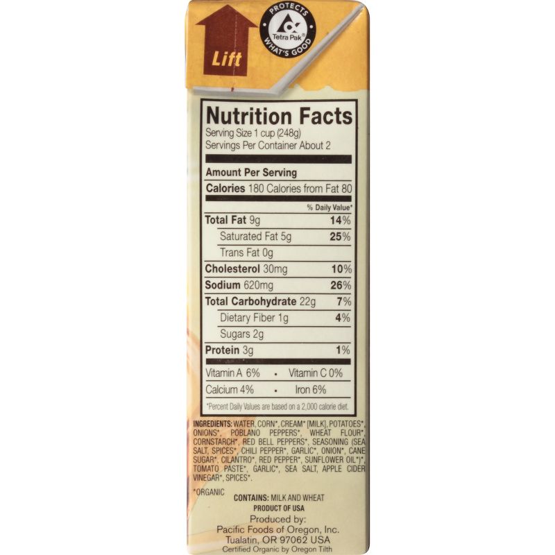 Pacific Organic Poblano Pepper Corn Chowder Soup - 17oz