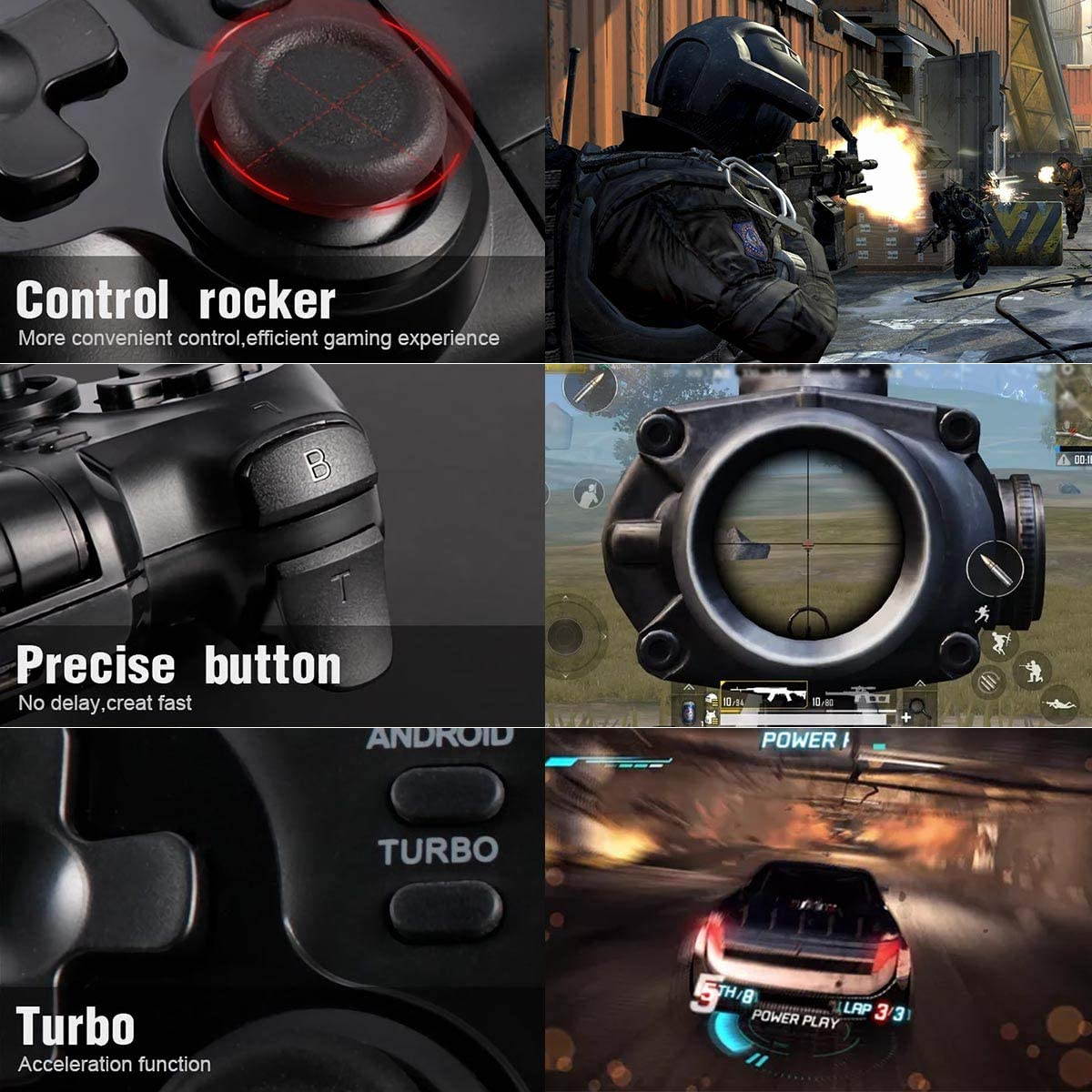 Game Controller 2.4G Wireless Gamepad Bluetooth Gaming Joystick Compatible with iPhone iOS/Android Phone/PC Windows/Smart TV/TV Box/ PS3 &ndash; Black