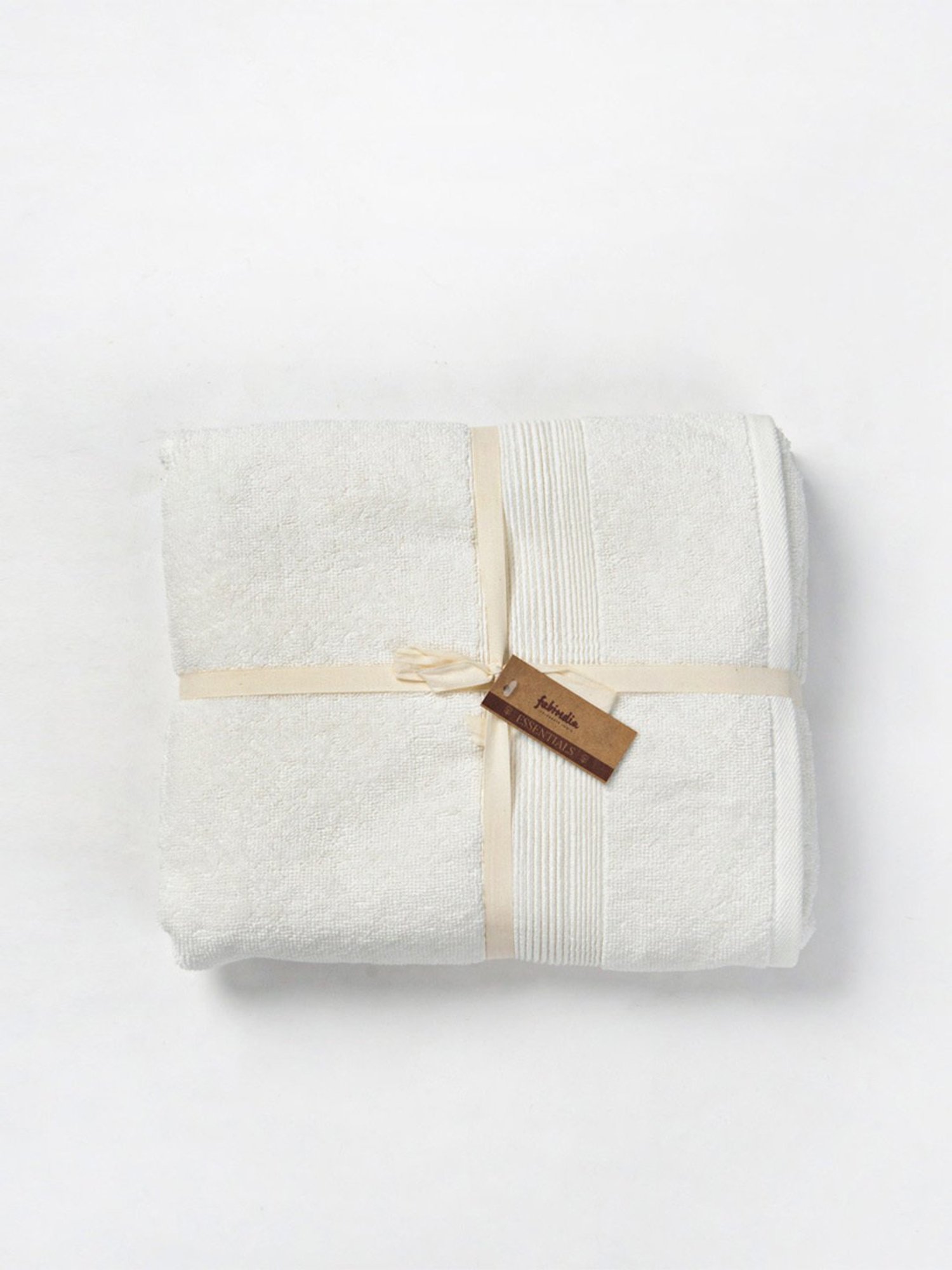 Fabindia Home Sancha White Cotton Bath Towel