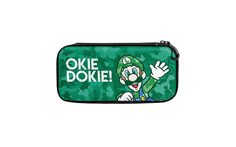 Nintendo Switch Camo Super Mario Bros Luigi Slim Travel Case for Console and Games by PDP, 500-105