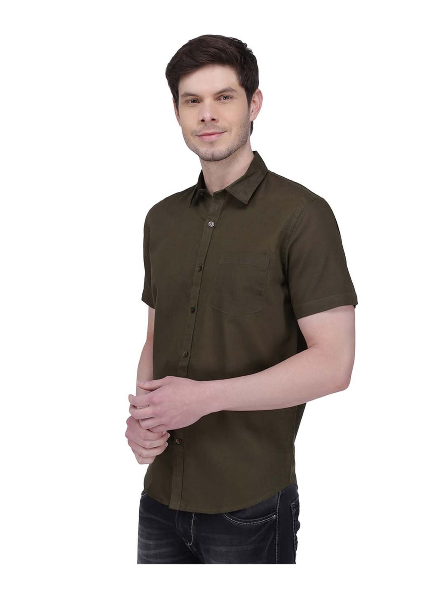 Southbay Olive Green Regular Fit Shirt
