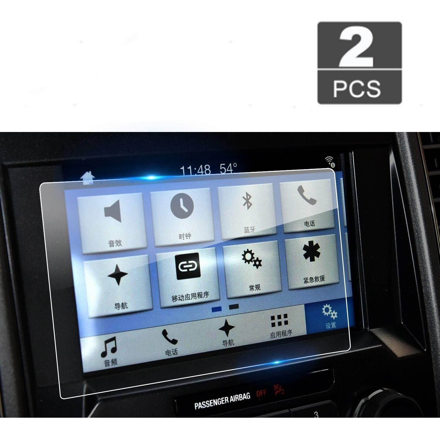 2PCS LFOTPP 8 Inch for 2015-2019 Ford F-150 F250 F350 F450 sync2 sync3 Coupe Hatchback Glass Navigation Screen Protector, 9H Tempered Glass Infotainment Center Touch Display Screen Protector