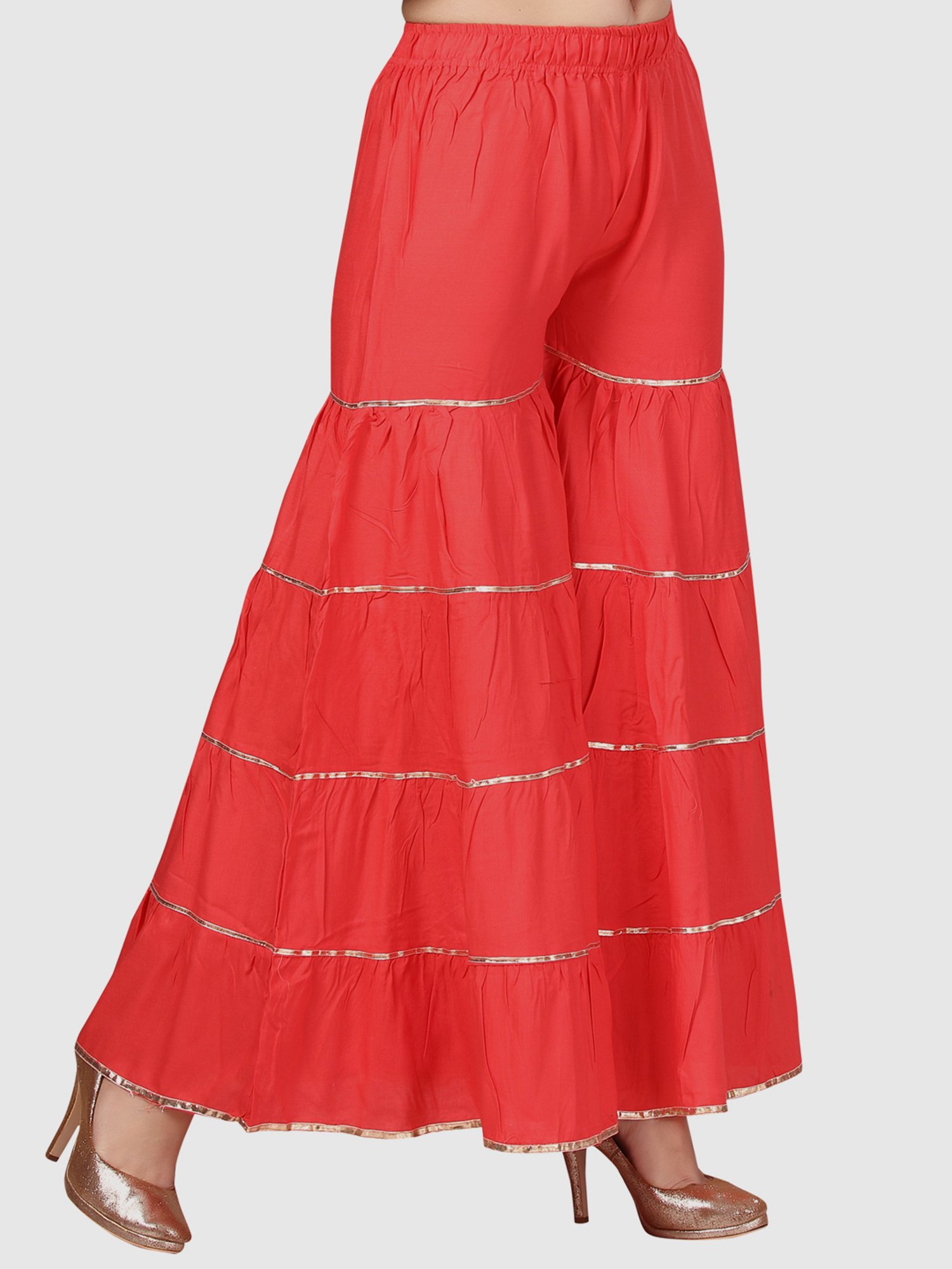 Aarika Coral Cotton Striped Sharara