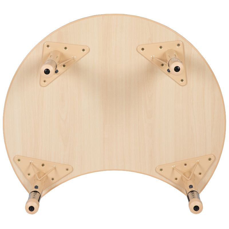 Emma and Oliver 25.125"W x 35.5"L Crescent Natural Plastic Adjustable Activity Table-Seats 4