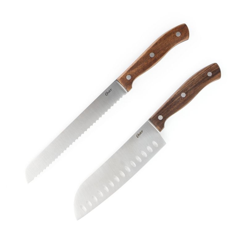 Oster Hensley 14 Piece Stainless Steel Cutlery Set in Black Walnut with Storage Block