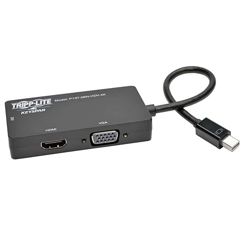 Keyspan Mini DisplayPort to VGADVIHDMI AllinOne DP 12 Converter Adapter Thunderbolt 1 2 Compatible 4K HDMI 30Hz Black P13706NHDV4K