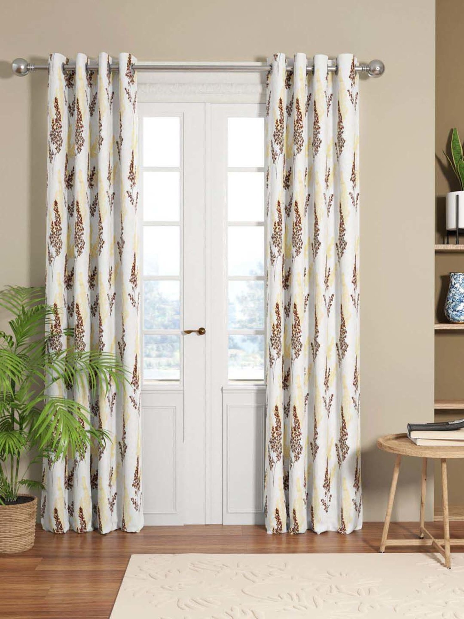 Bianca EL`PESSO Brown Faux Silk 7 Ft. Door Curtain - Set of 2