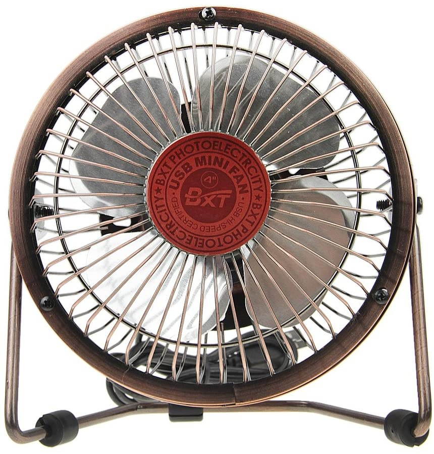 BXT Greenery 360 Degree Quietness Metal Desktop Laptop PC USB Plug Charger Mini Desk Cool Fan (6'' Pink)