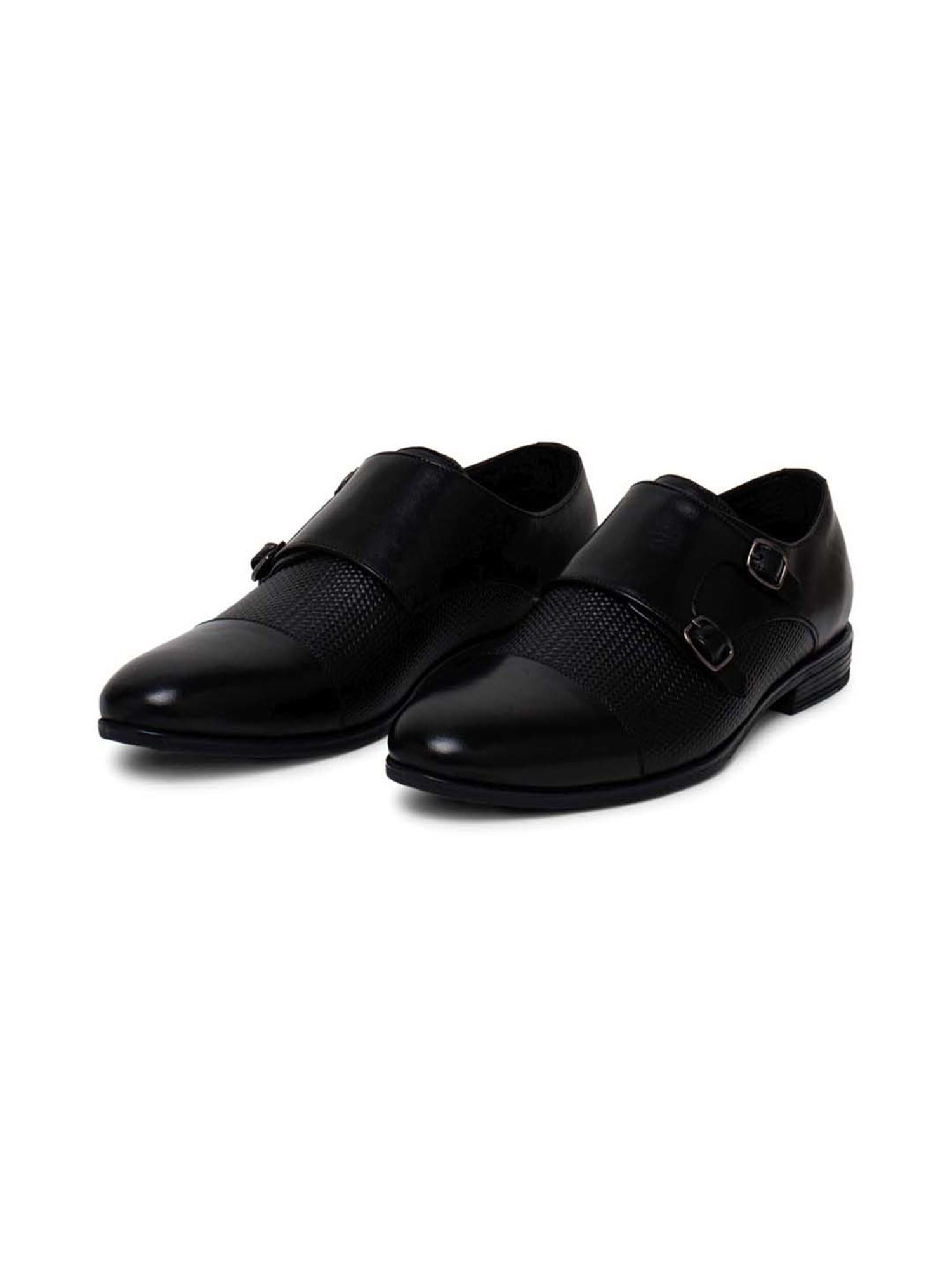Ezok Men's Black Monk Shoes