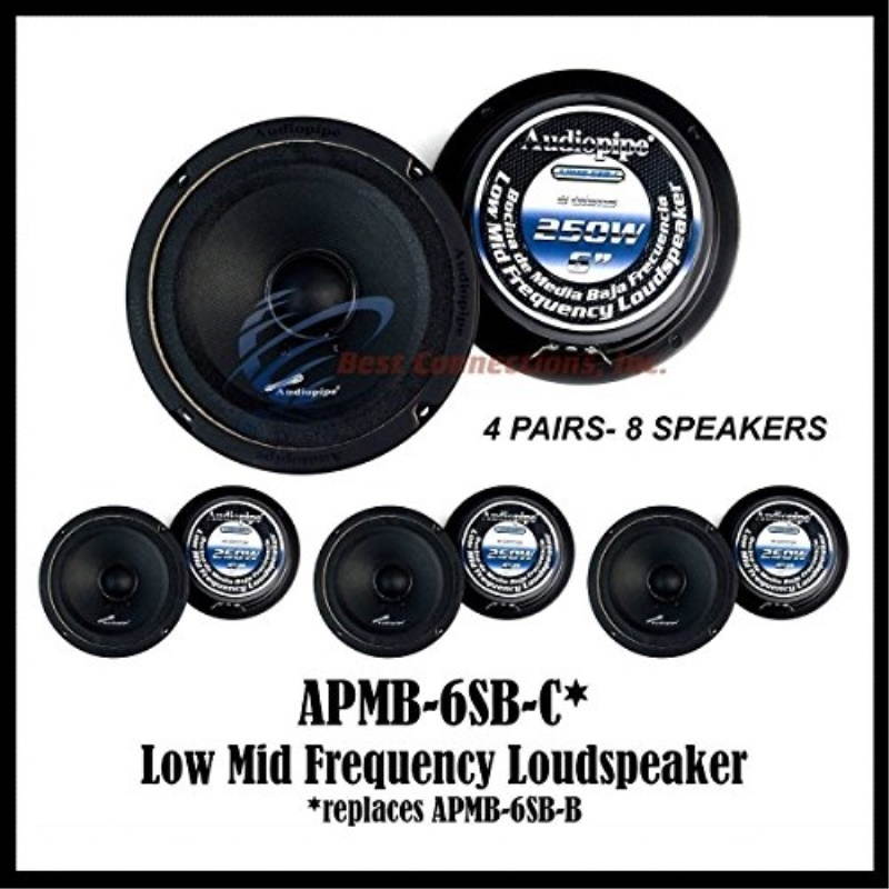 (8) AUDIOPIPE APMB-6SB-C SEALED BACK 6.5" 6" FULL RANGE FULL CASE LOUDSPEAKER