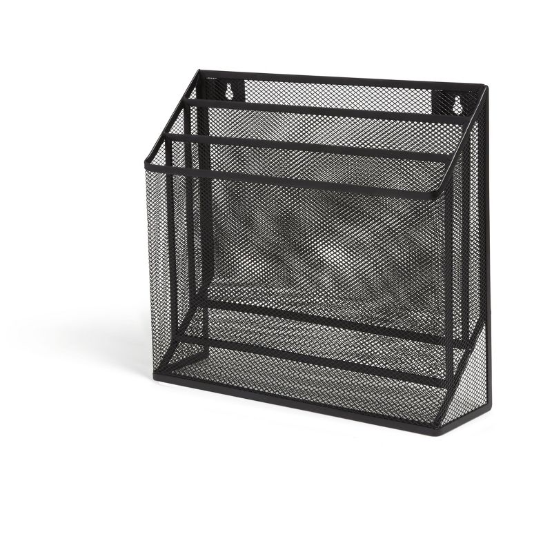 TRU RED 3 Compartment Wire Mesh File Organizer, Matte Black TR57553-CC
