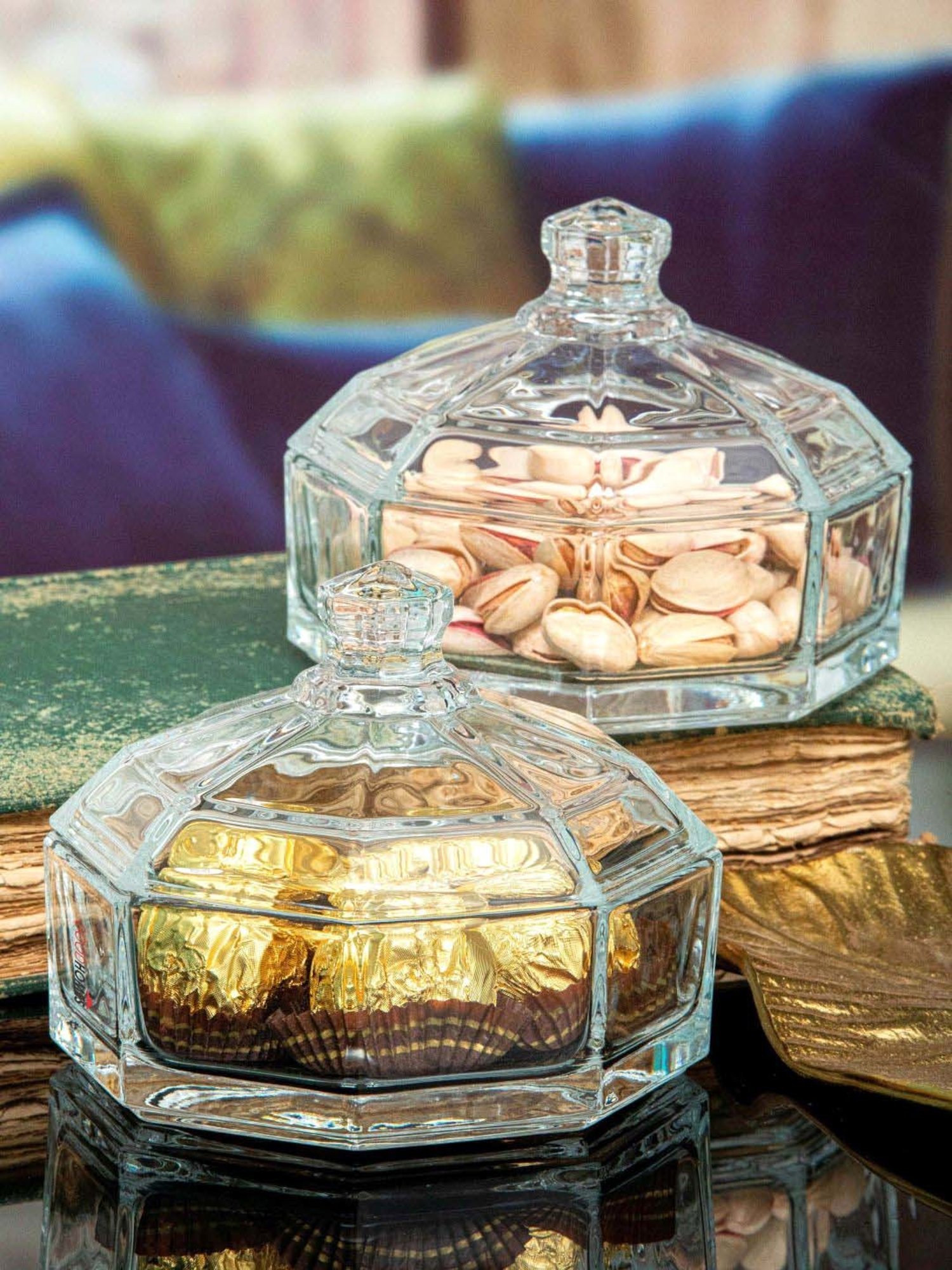Goodhomes Transparent Glass Candy Jar (0.28 L) - Set of 2