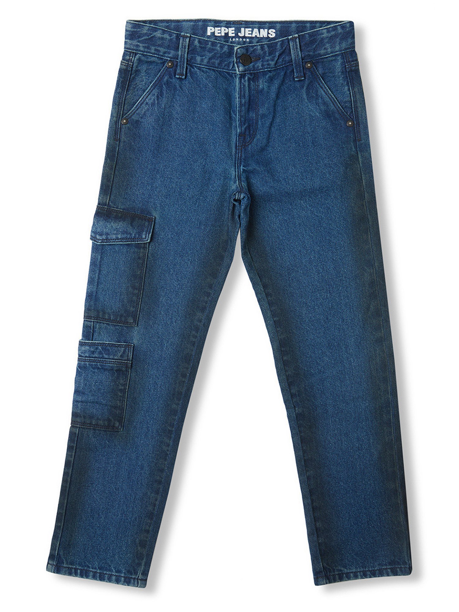 Pepe Jeans Boys Blue Solid Jeans