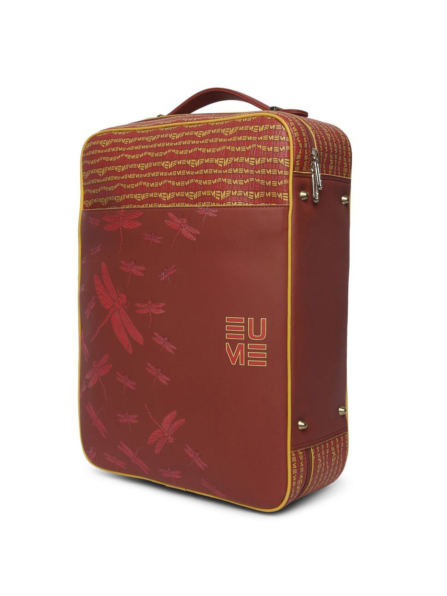 Eume Dragonfly Hot Sauce Red Leather Printed Backpack