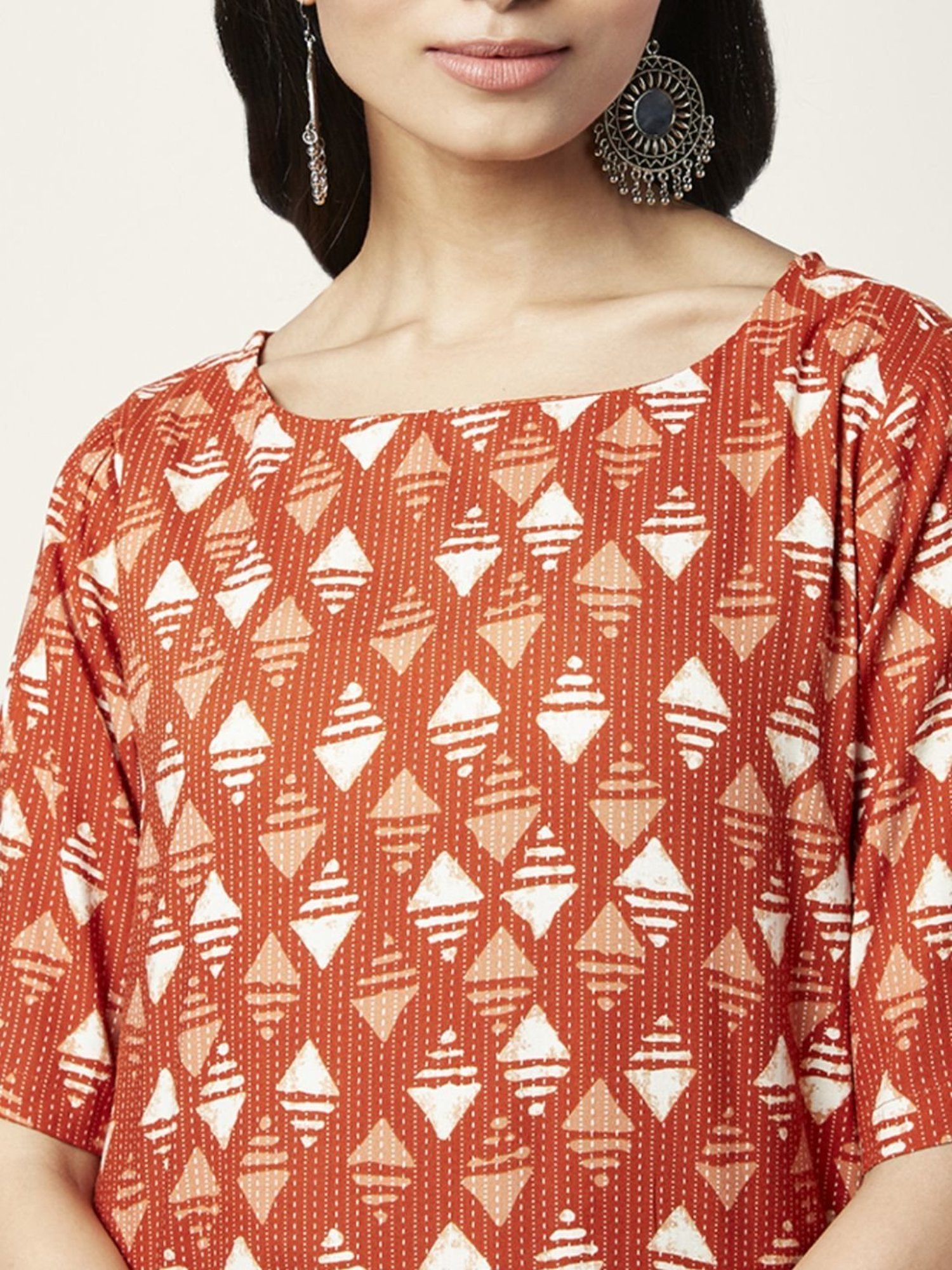 Rangmanch by Pantaloons Rust Printed Kurta Palazzo Set