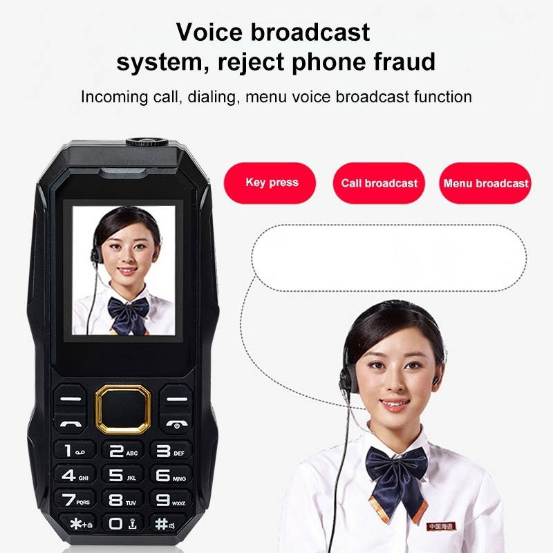Special Mobile Phones, U002 Triple Proofing Elder Phone, Waterproof Shockproof Dustproof, 1200mAh Battery, 1.77 inch, Spreadtrum 6531E, 21 Keys, LED Flashlight, FM, BT, Dual SIM