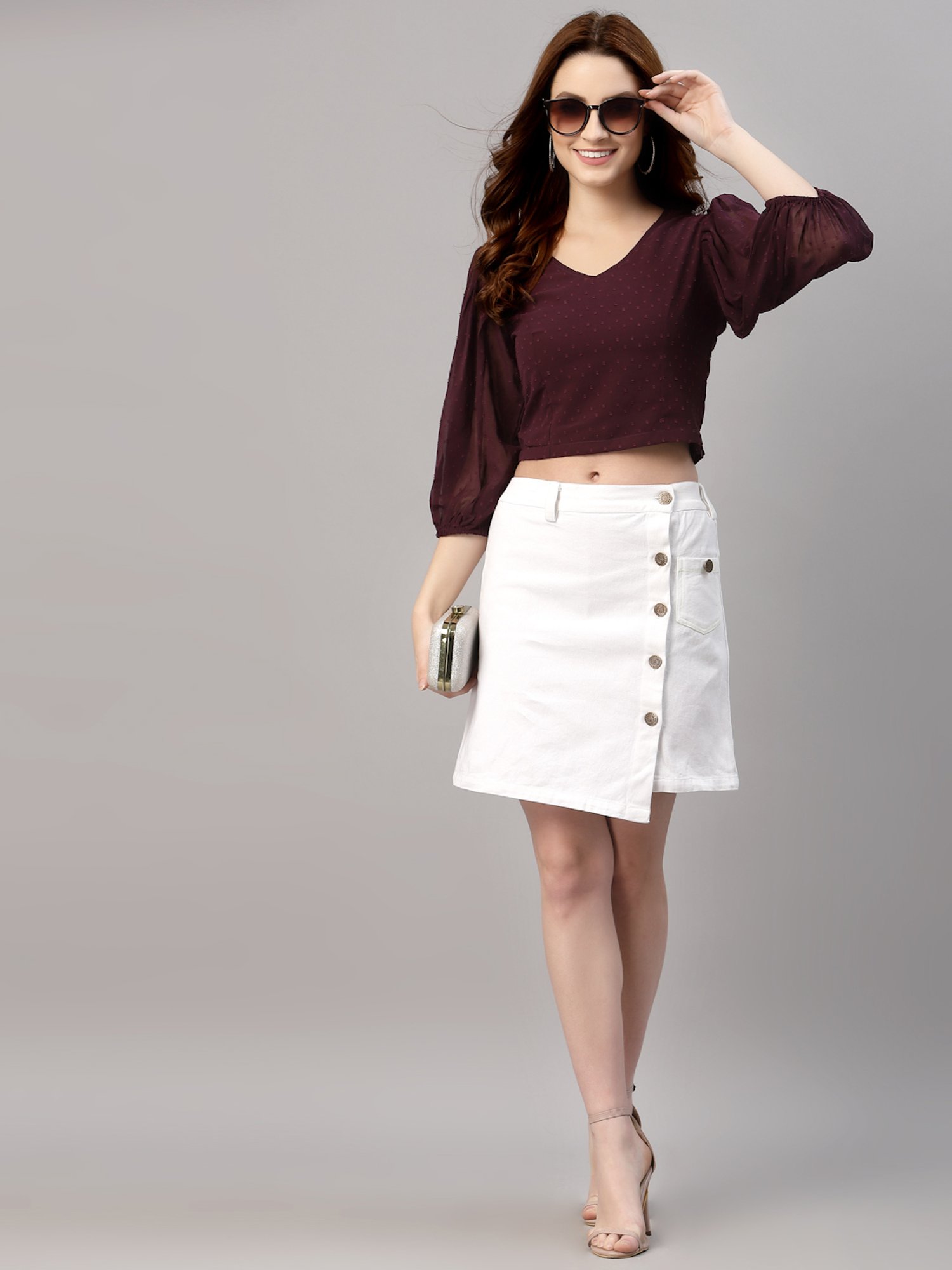 NEUDIS Wine Textured Crop Top