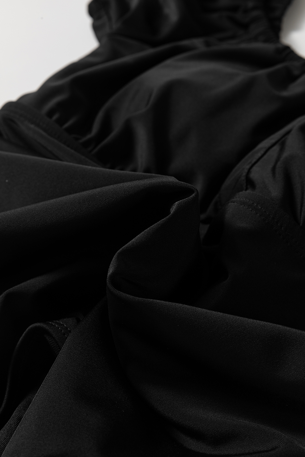 Black Plant Print Zip Front Half Sleeve One Piece Swimsuit