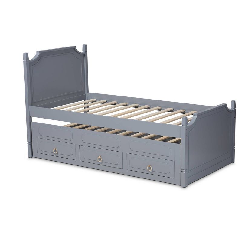 Twin 3 Drawer Mariana Wood Storage with Pull-Out Trundle Bed Gray - Baxton Studio