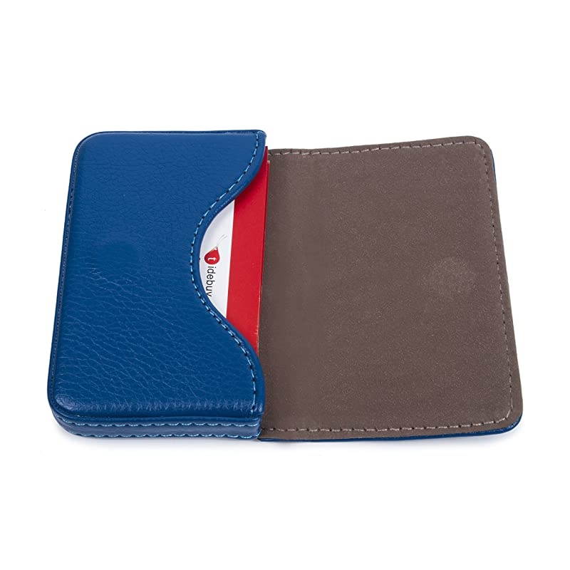 Leather Business Card Holder for Men Women  Business Name Card Case Credit Card Holder Slim Card Wallet Carrier Leather Card Pocket Card Holder with Magnetic Shut Blue
