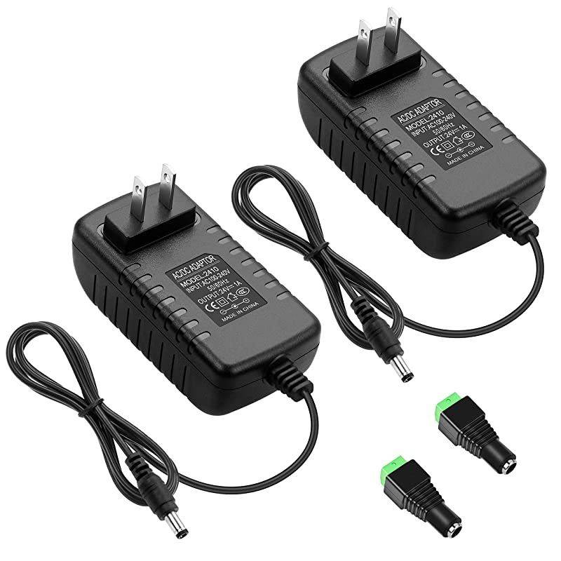 24V 1A DC Power Supply Adapter Converter 100~240V AC to DC 24 Volt 24W 1000mA 800mA 650mA 500mA Transformer 55mm x 25mm 21mm Tip for Oil Diffuser Humidifier CCTV Camera DC Pump Pack of 2