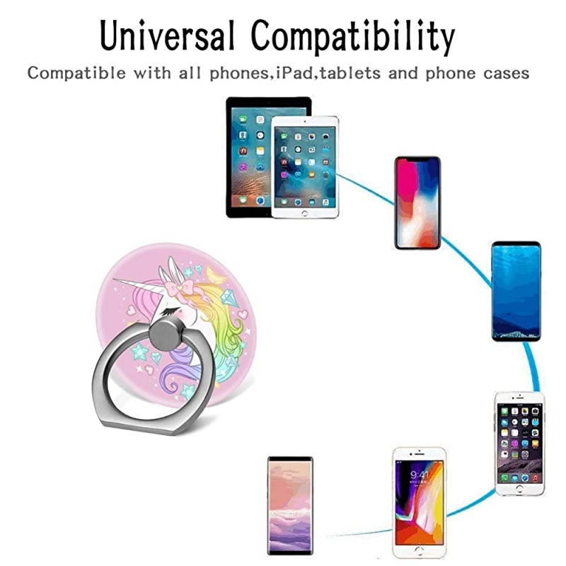 Phone Ring Holder Finger Kickstand,360 Degree Rotation Stand Grip with Car Mount Compatible with All Smartphone - Geometric Gold Pink Marble White