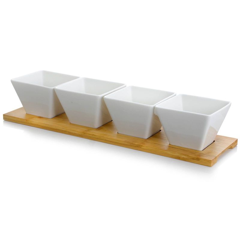 5pc Stoneware Beautiful Modern Party Serving Set White - Elama