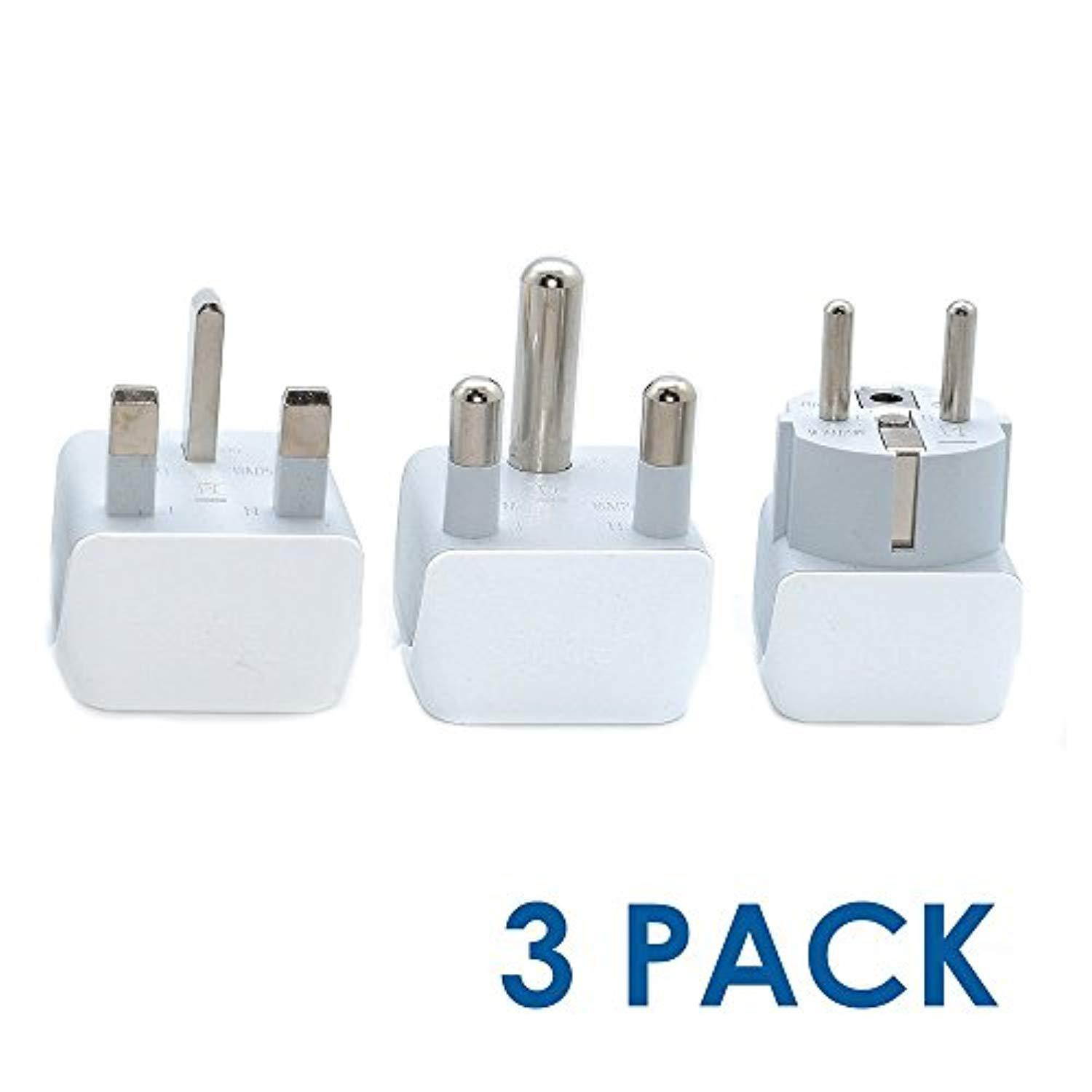 ceptics african travel adapter set 2 in 1 usa to africa, s. africa, nigeria, ghana, uganda (type m, e/f, type g) - 3 pack (does