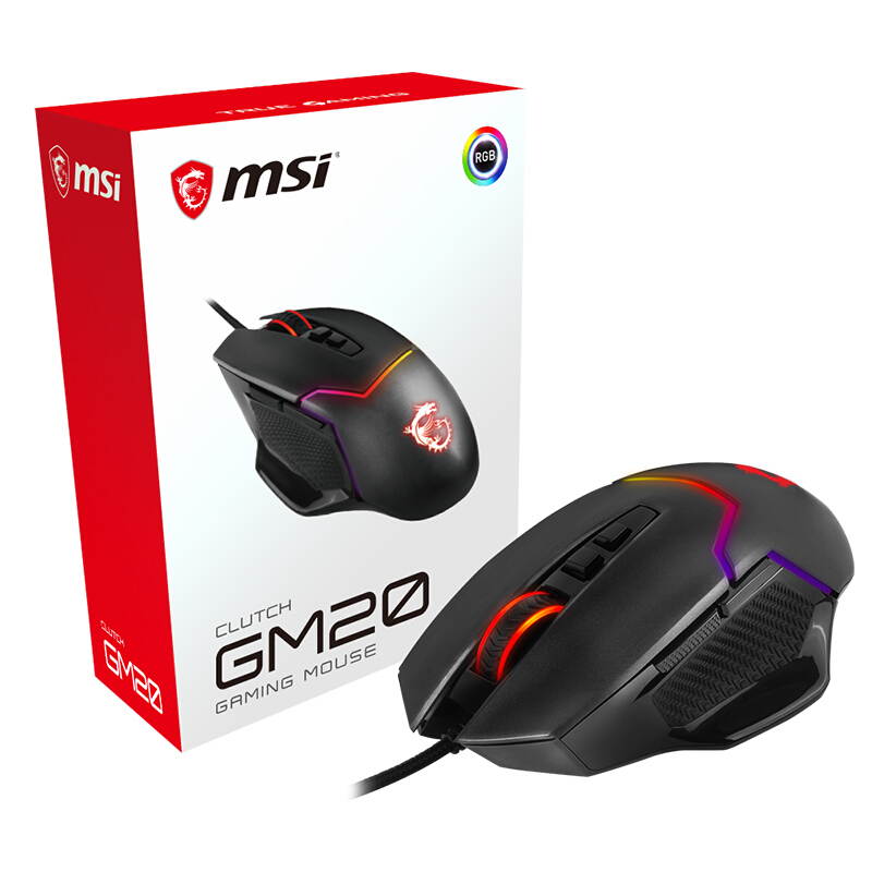 MSI DS102 RGB Gaming Mouse, Wired, RGB Streamer Faith Dragon Soul Light Gaming Mouse, Custom Macro, 10000DPI