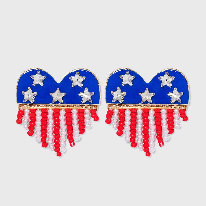 SUGARFIX by BaubleBar Star Shaped Heart Stud Earrings - Red/White/Blue