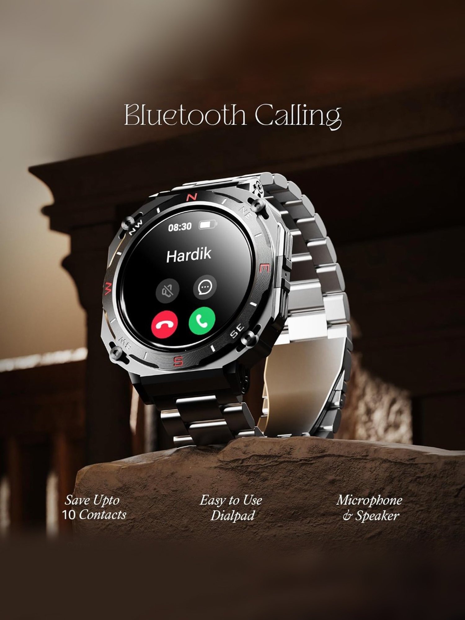 Boat Enigma X500 BT Calling Smartwatch with 1.43 inch AMOLED Display (Classic Silver)