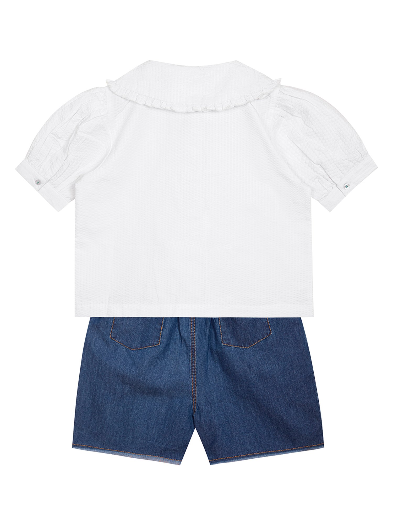 Budding Bees Kids White & Blue Solid Top with Shorts