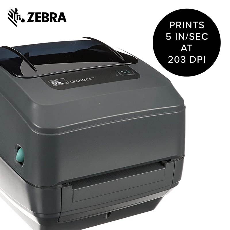 GK420t Thermal Transfer Desktop Printer for labels Receipts Barcodes Tags and Wrist Bands Print Width of 4 in USB and Ethernet Port Connectivity GK42102210000