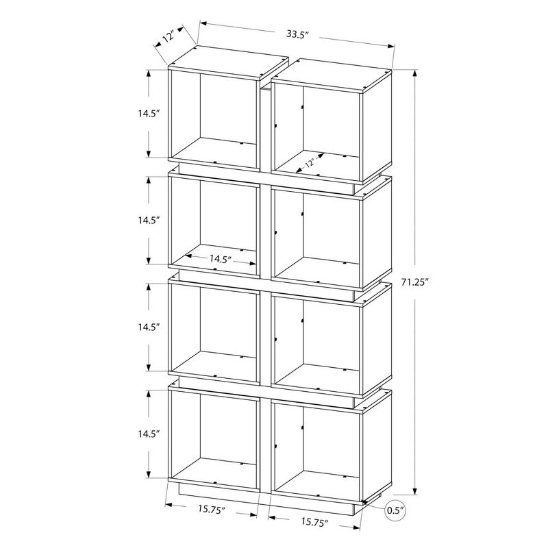 71" Hollow Core Bookcase - White/Gray - EveryRoom