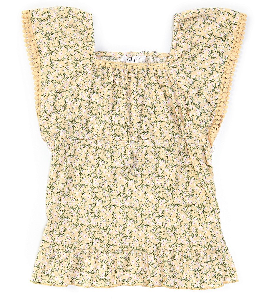 Ally B Big Girls 7-16 Flutter-Sleeve Floral Blouse