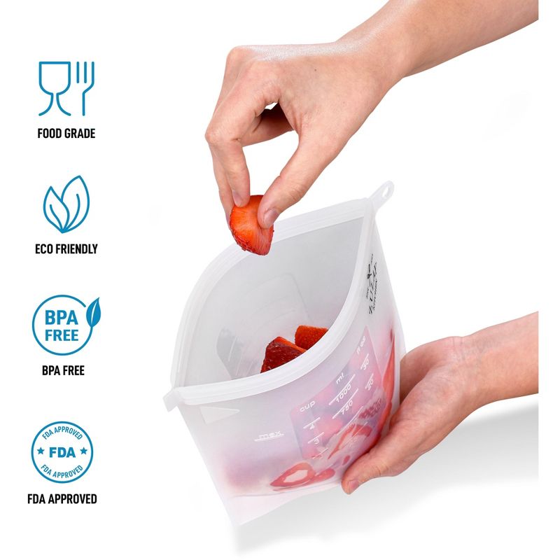 Reusable Silicone Food Storage Bags - 4-pack Food Grade Eco-Friendly Preservation Airtight Seal Bags For Storing Food Vegetables Fruits, Liquids and More