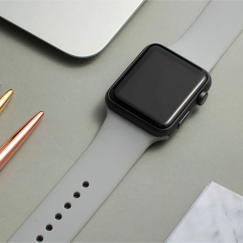 Insten 3-Pack Soft TPU Rubber Replacement Band for Apple Watch 38mm 40mm All Series SE 6 5 4 3 2 1 (White/Gray/Black)