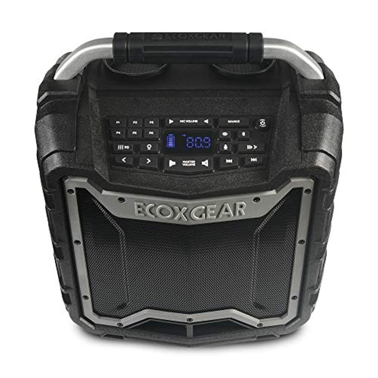 ecoxgear ecotrek gdiextrk210 rugged waterproof floating portable bluetooth wireless 100 watt stereo smart speaker and pa system gray