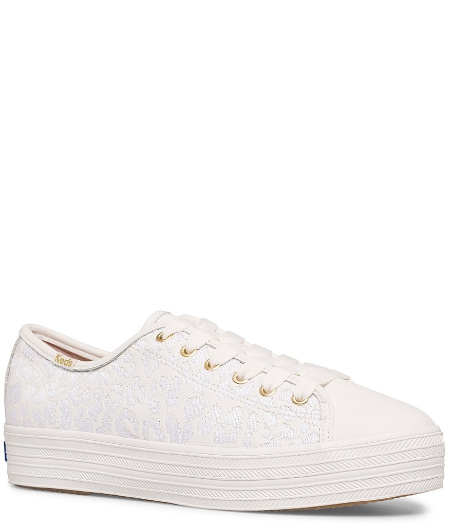 Keds Keds x kate spade new york Triple Kick Embroidered Leopard Leather Sneakers