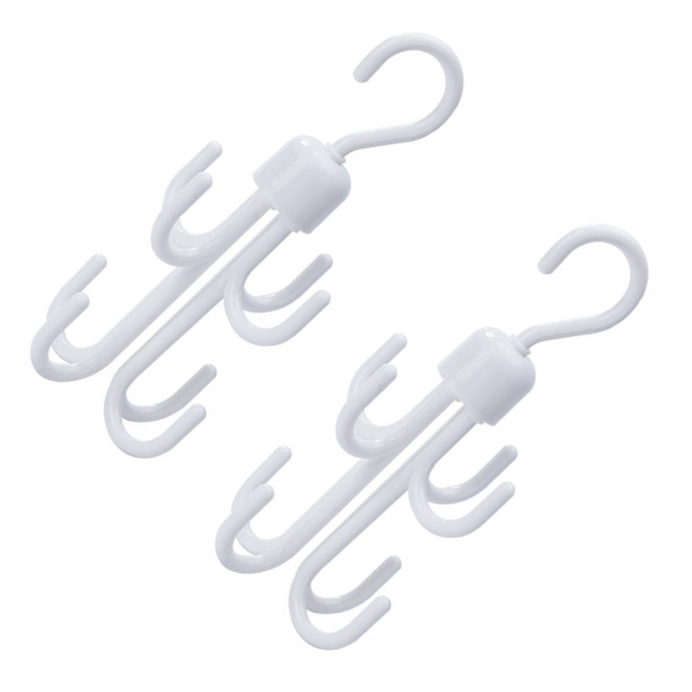 2Pcs 360 Degree Rotating Hangers Tie Hat Scarf Hanging Hooks Multifunctional Wardrobe Hooks (White)