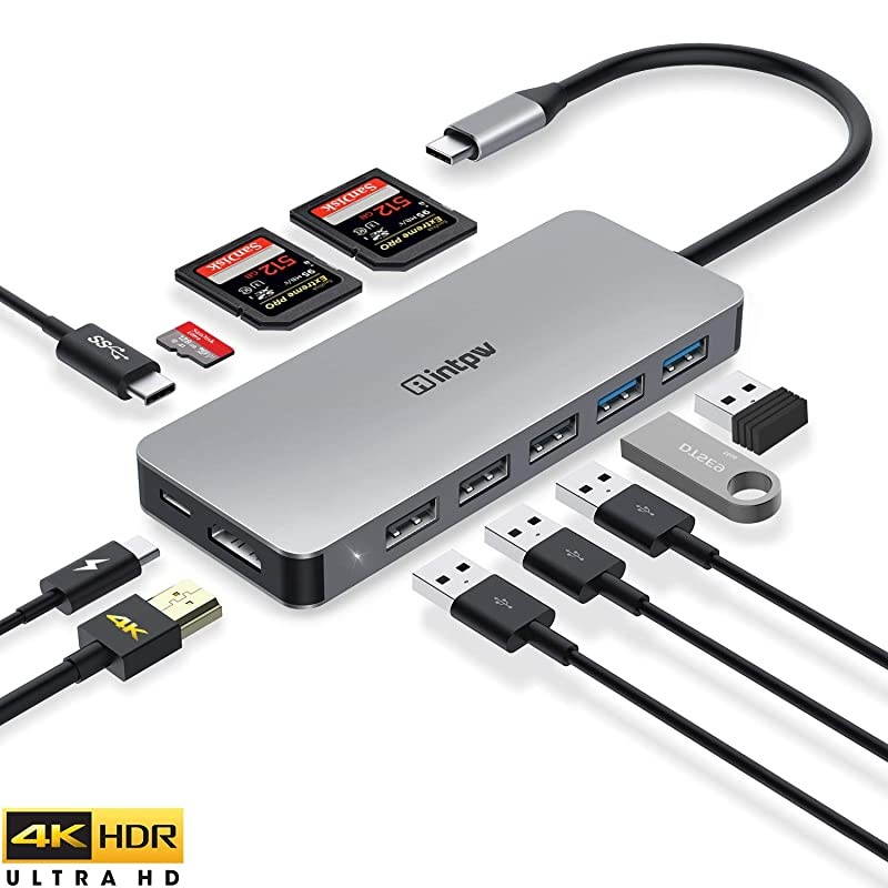 USB C Hub 11in1 USB Type C Adapter to HDMI 4K3 SDMicroSD Card Readers87W Power Delivery Charging Port for MacBook Pro 2018 Chromebook XPS Nintendo Switch and MoreSpace Grey